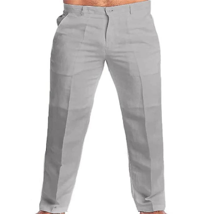 Men's Linen Diagonal Pocket Straight Solid Color Trousers